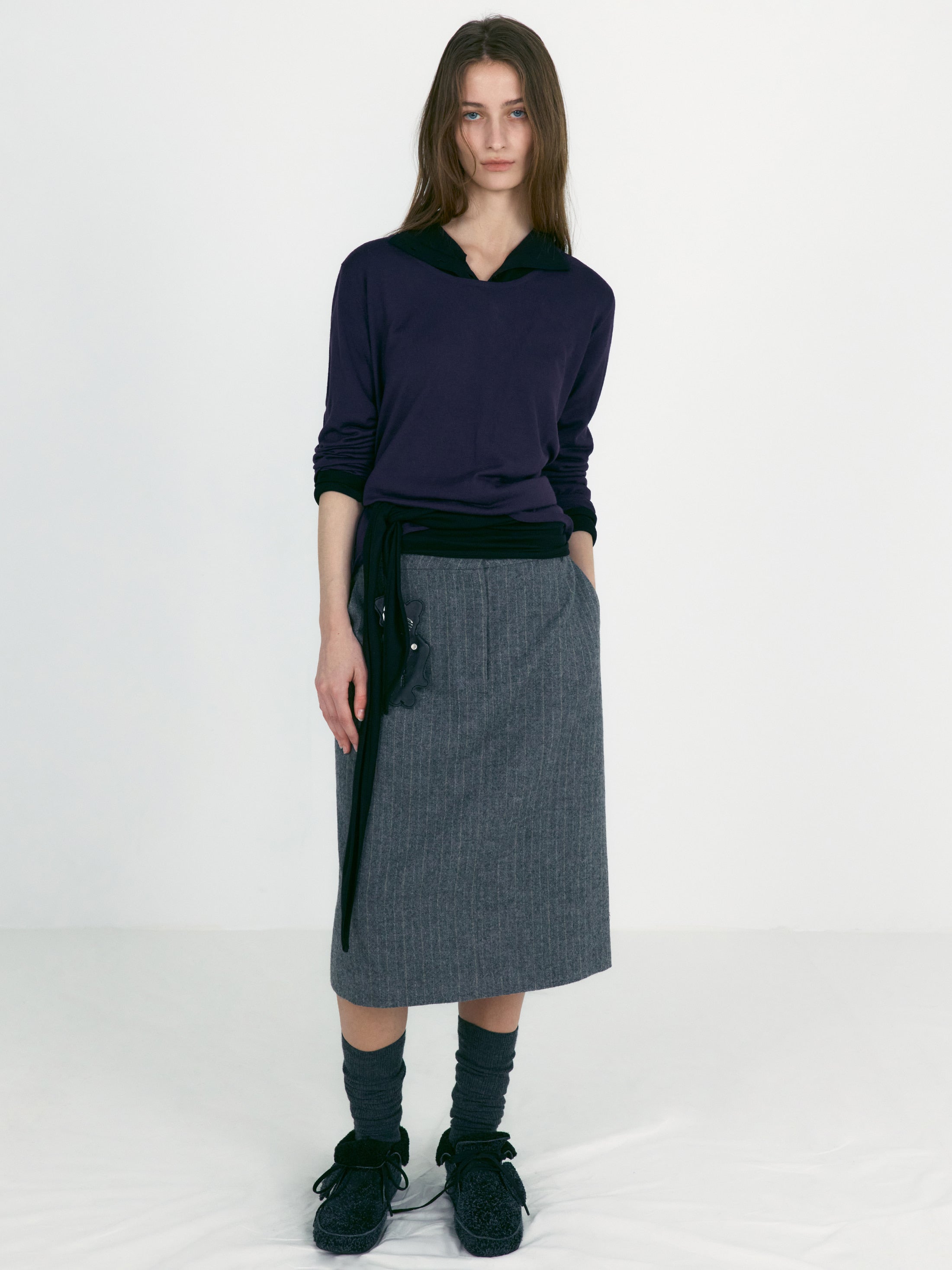 [low_classic] Stripe Wool H-Line Skirts
Multi Striped Gr