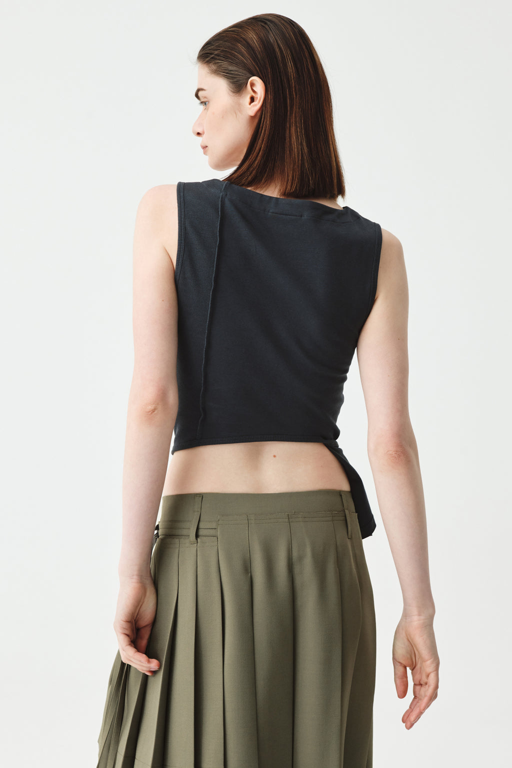 Matinkim Matin Kim Back Twist Unbalance Jersey Sleeveless IN Charcoal
