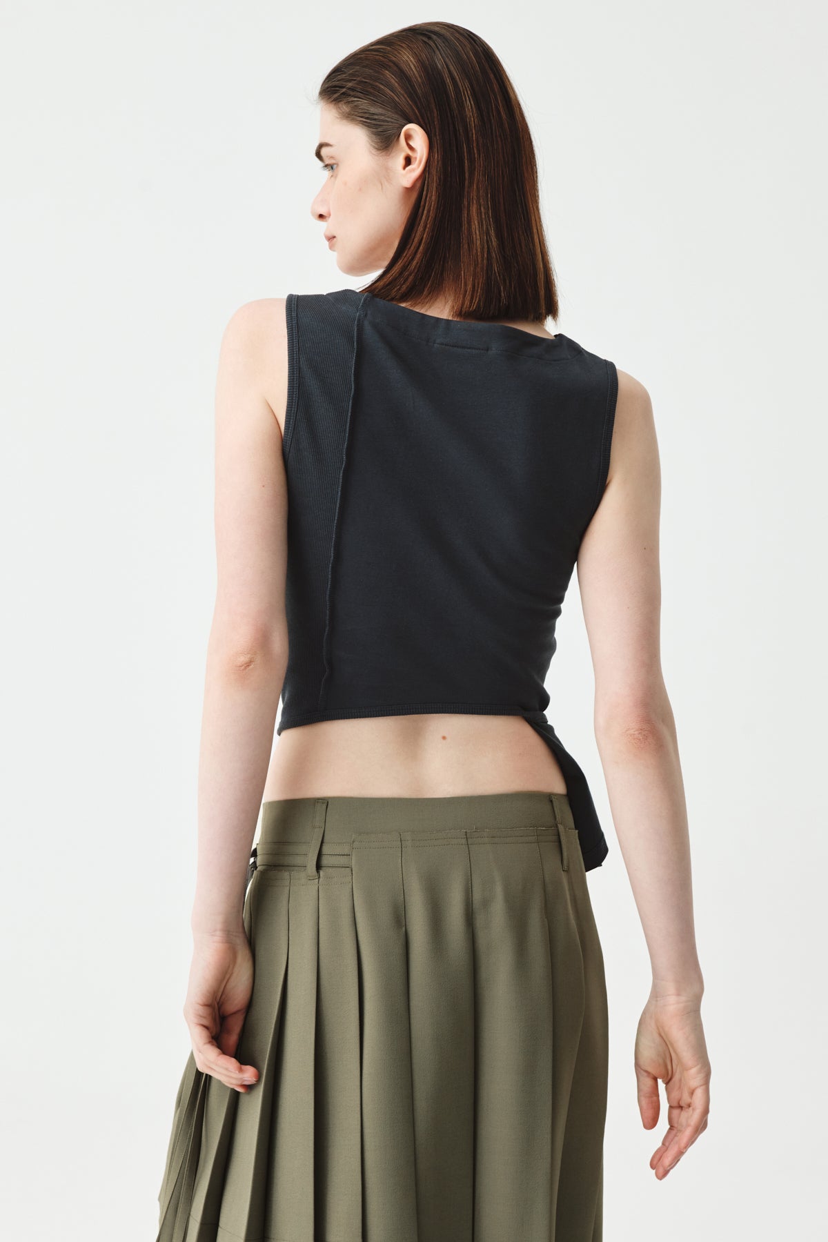 Matinkim Matin Kim Back Twist Unbalance Jersey Sleeveless IN Charcoal