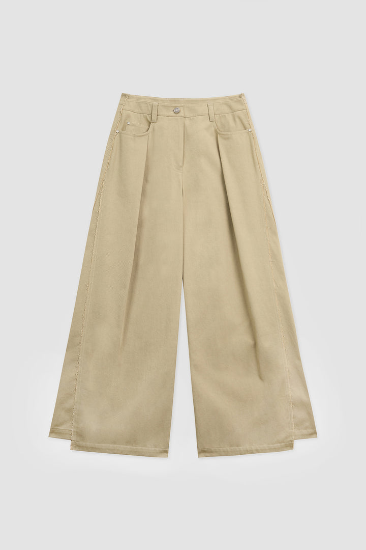Matinkim Cutting Detail Wide Cotton Pants IN Beige