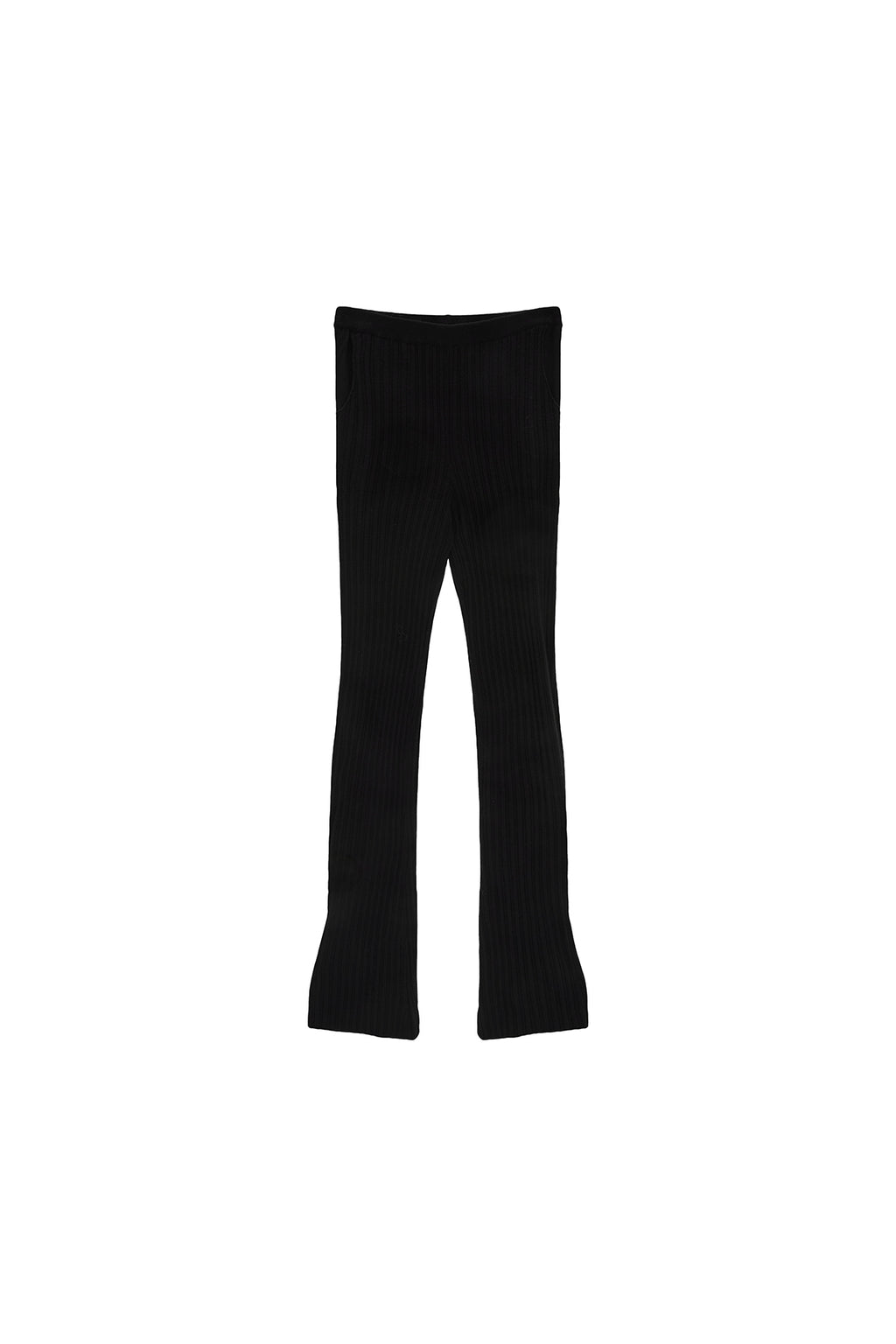 [matinkim] LAYERED KNIT BOOTS CUT PANTS IN BLACK