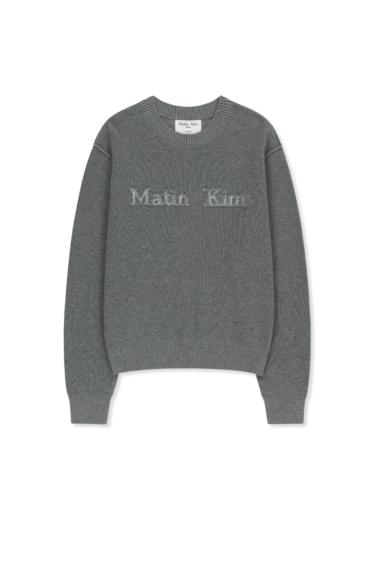 Matinkim Matin Applique Logo Knit Pullover IN Grey