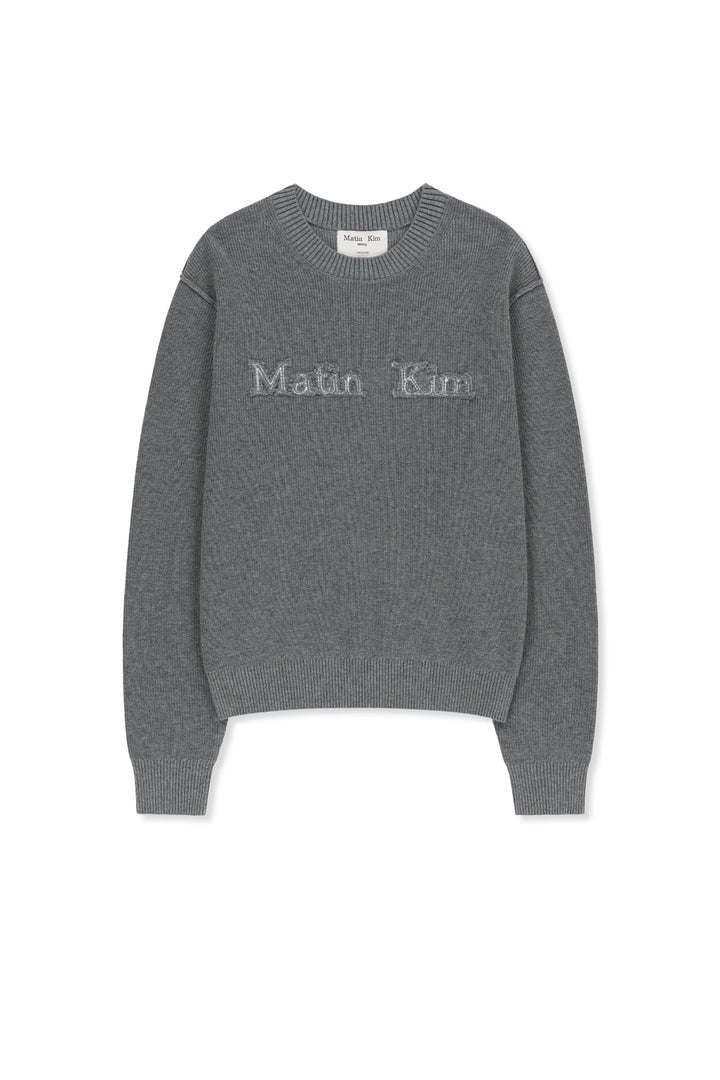 Matinkim Matin Applique Logo Knit Pullover IN Grey