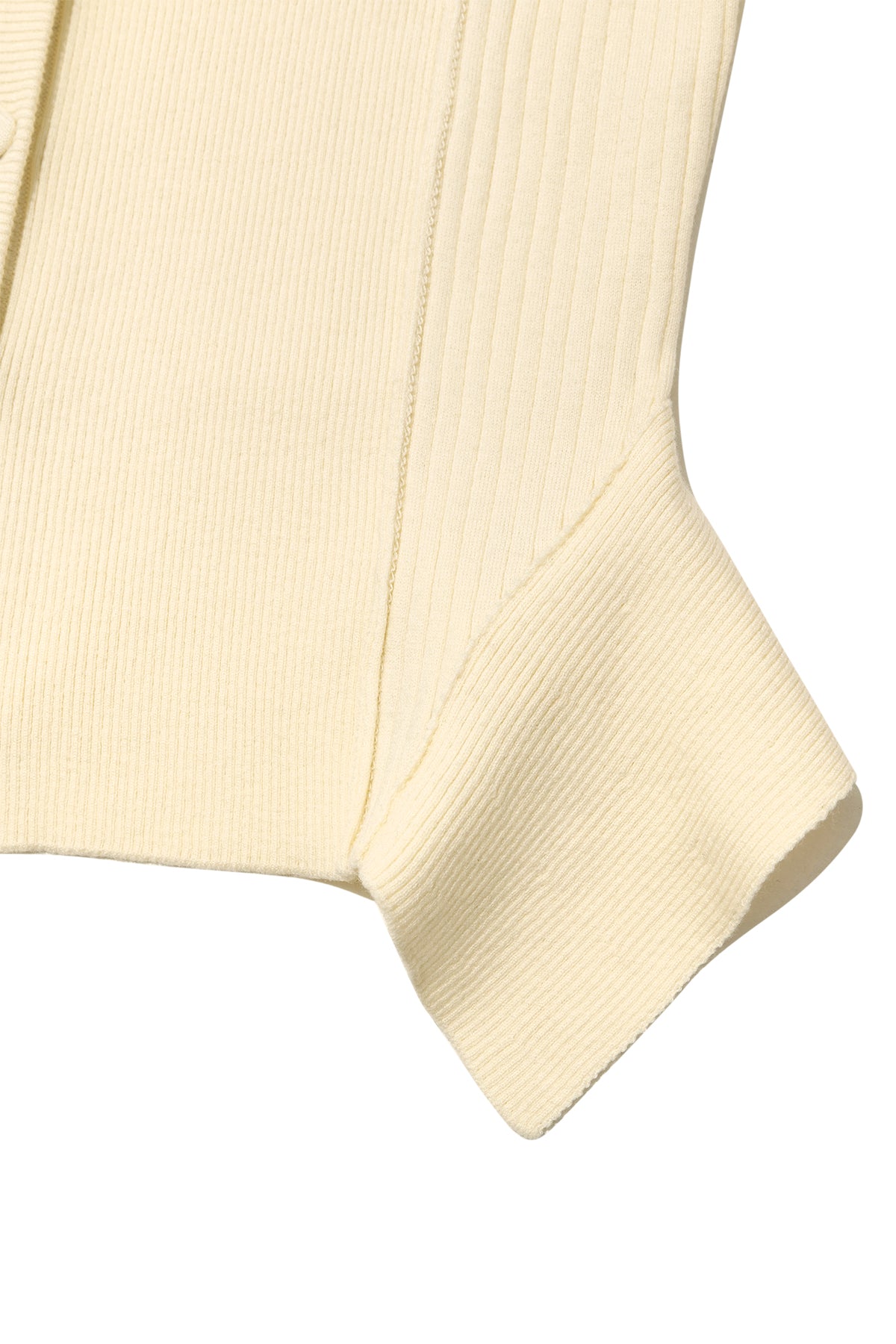 [matinkim] UNBALANCE CUT LINE BUTTON CARDIGAN IN BUTTER