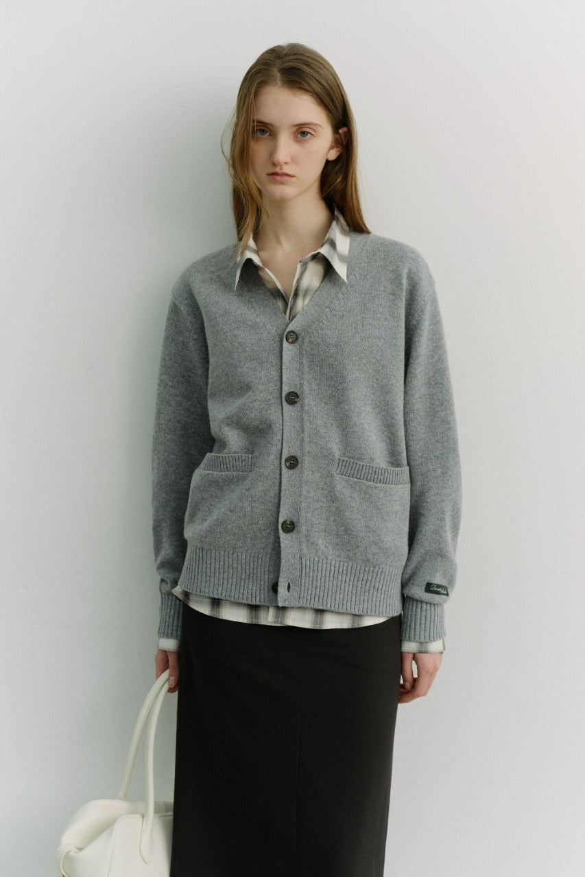 Dunst Unisex Boyfriend Knit Cardigan Melange Grey