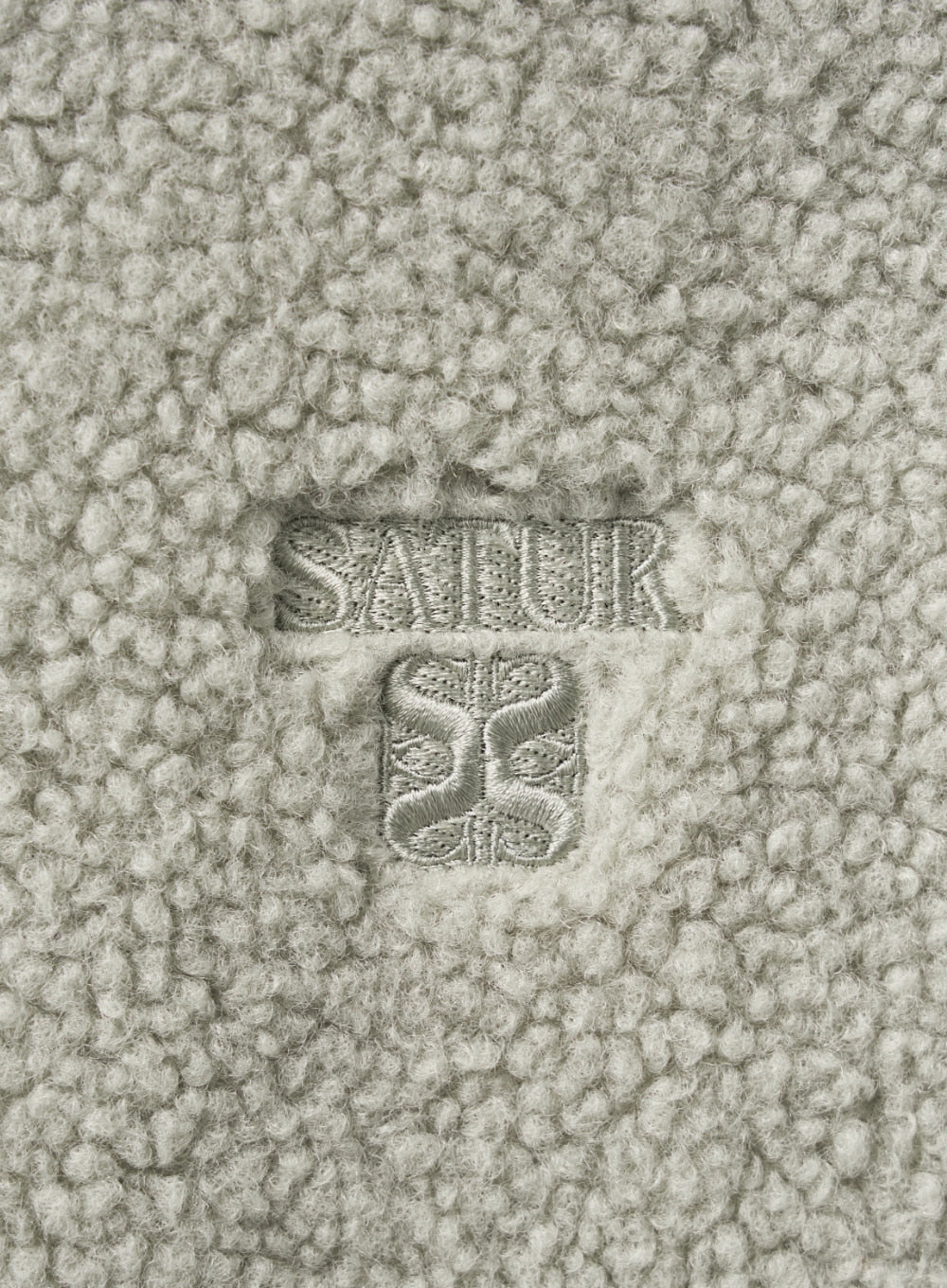 [satur] (W) Shearling Fleece Hood Zip-up - Khaki