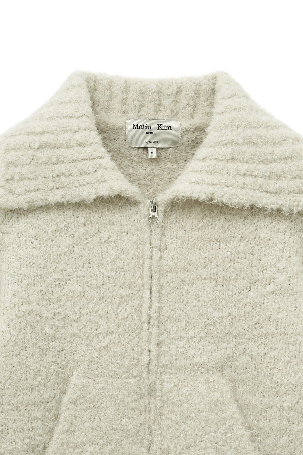 Matinkim Matin Kim Boucle Knit Zip UP Cardigan IN Light Beige