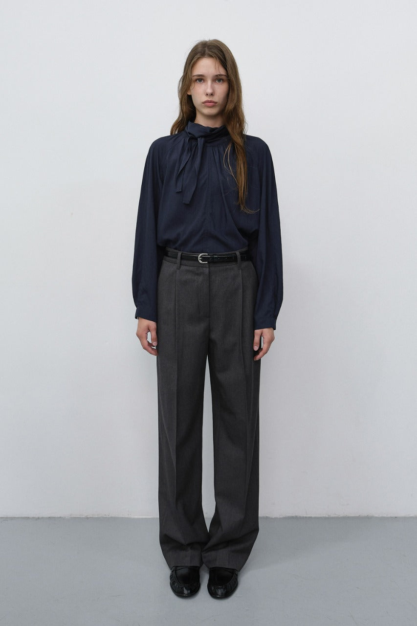 Dunst Pleated Semi-Wide Slacks Charcoal Grey