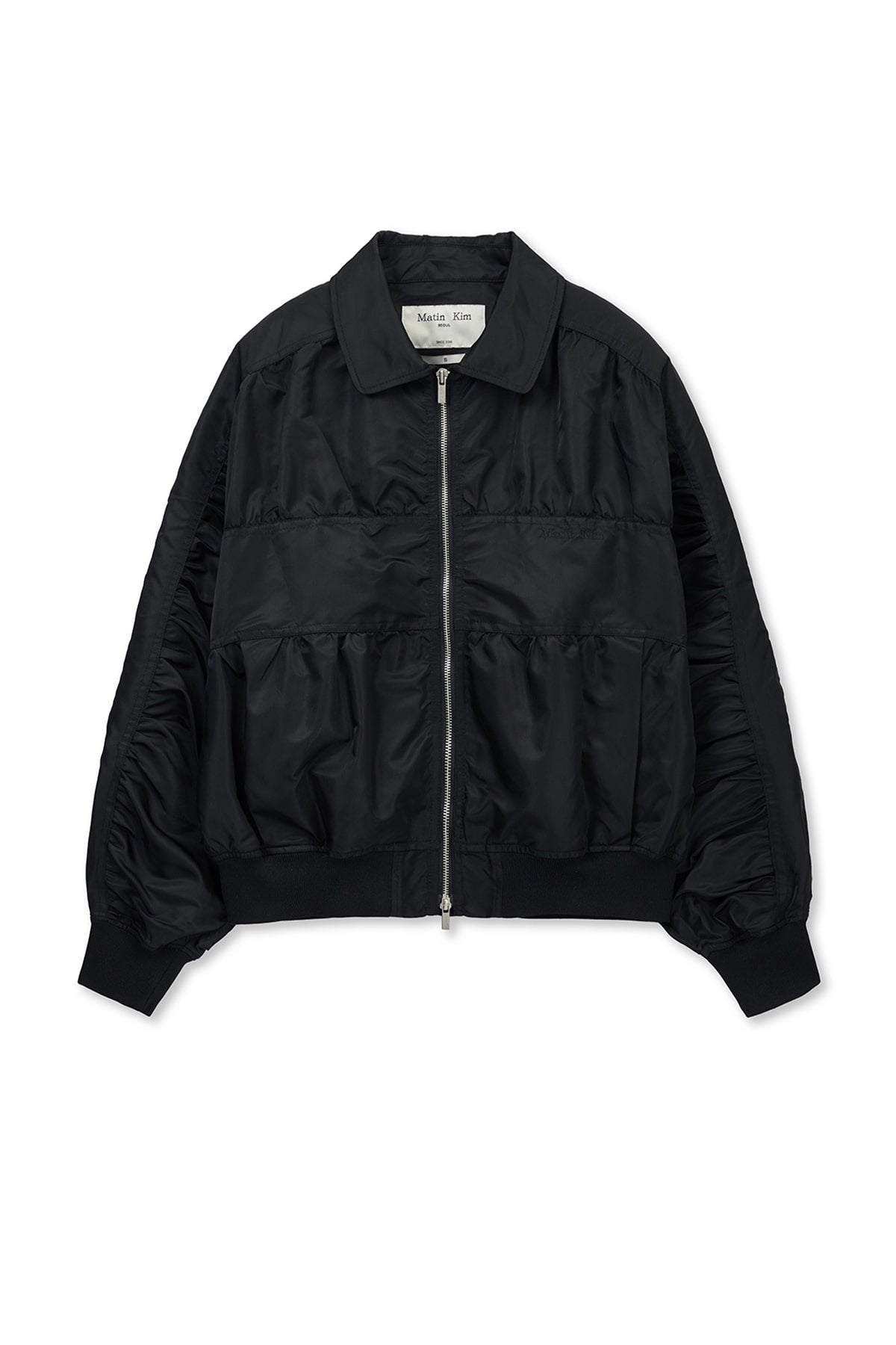 [matinkim] SMALL LOGO SHIRRING JUMPER IN BLACK