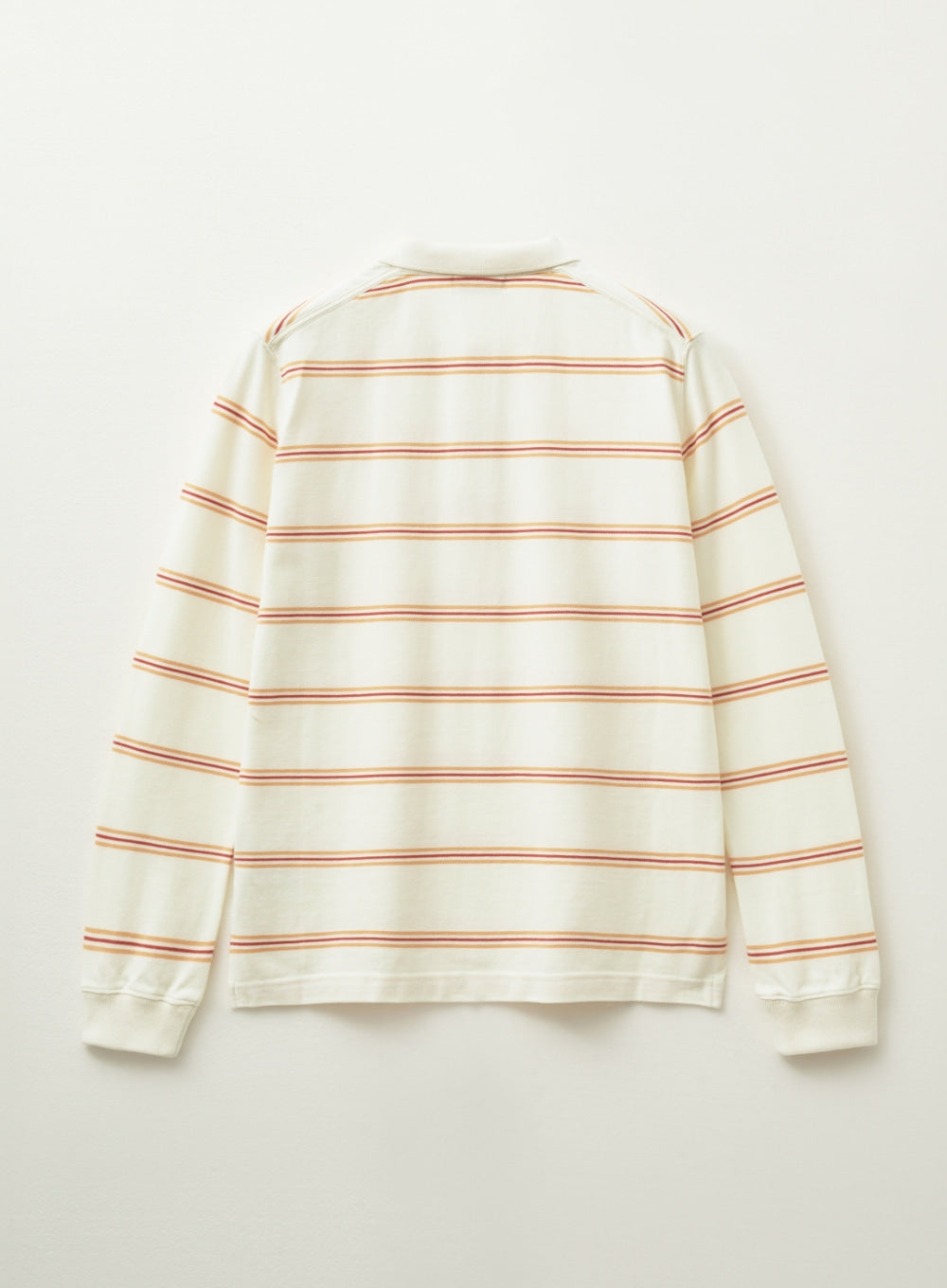 [satur] (W) Stripe Pique Polo Long Sleeve - Ivory
