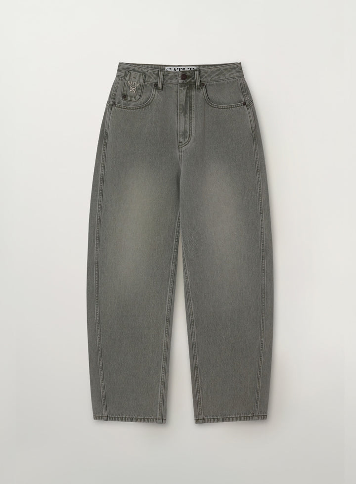 Satur Round Color Denim Pants - Khaki