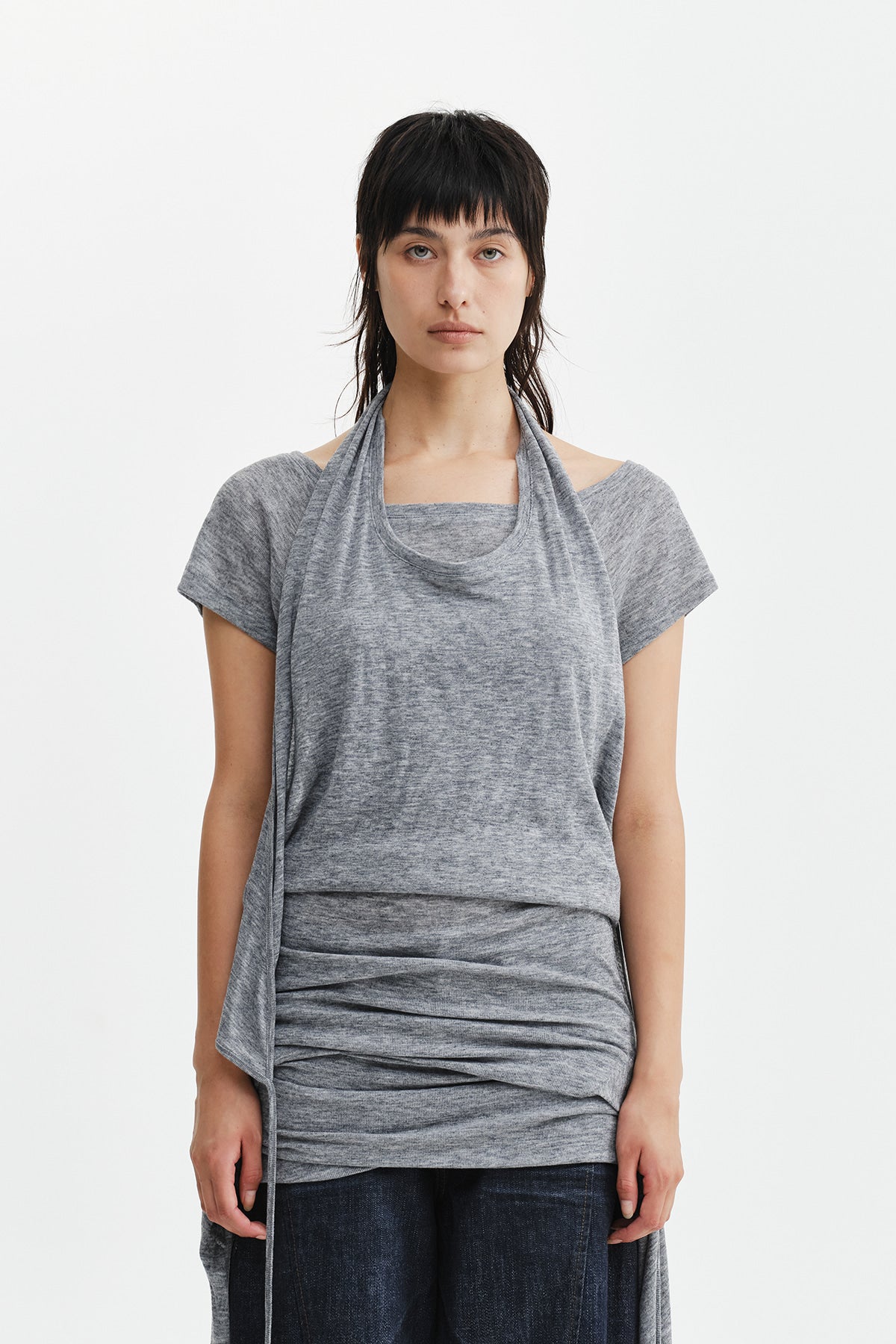 Matinkim Two Way Layered Jersey Dress IN Grey
