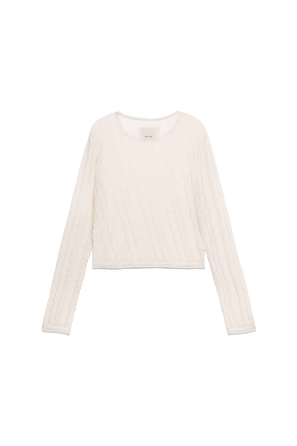 [matinkim] DIAGONAL TEXTURE KNIT TOP IN LIGHT BEIGE
