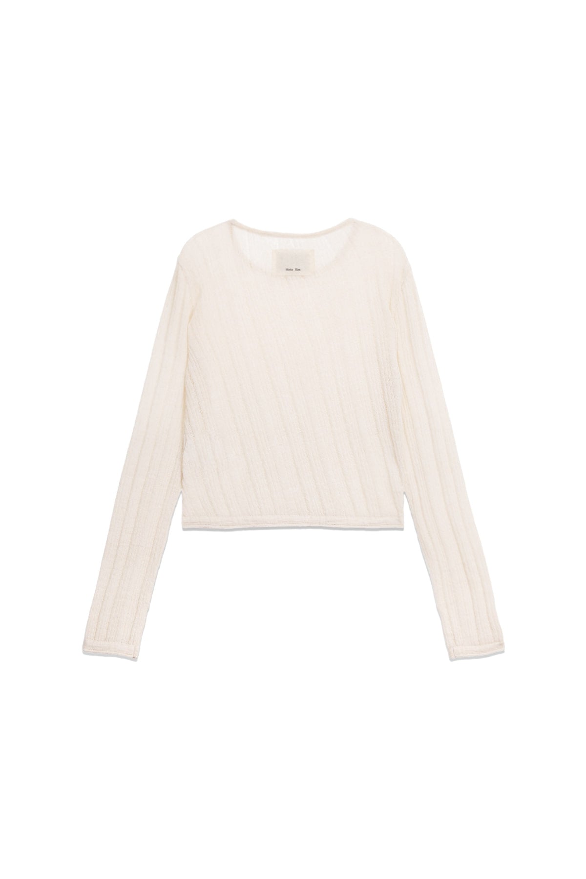[matinkim] DIAGONAL TEXTURE KNIT TOP IN LIGHT BEIGE