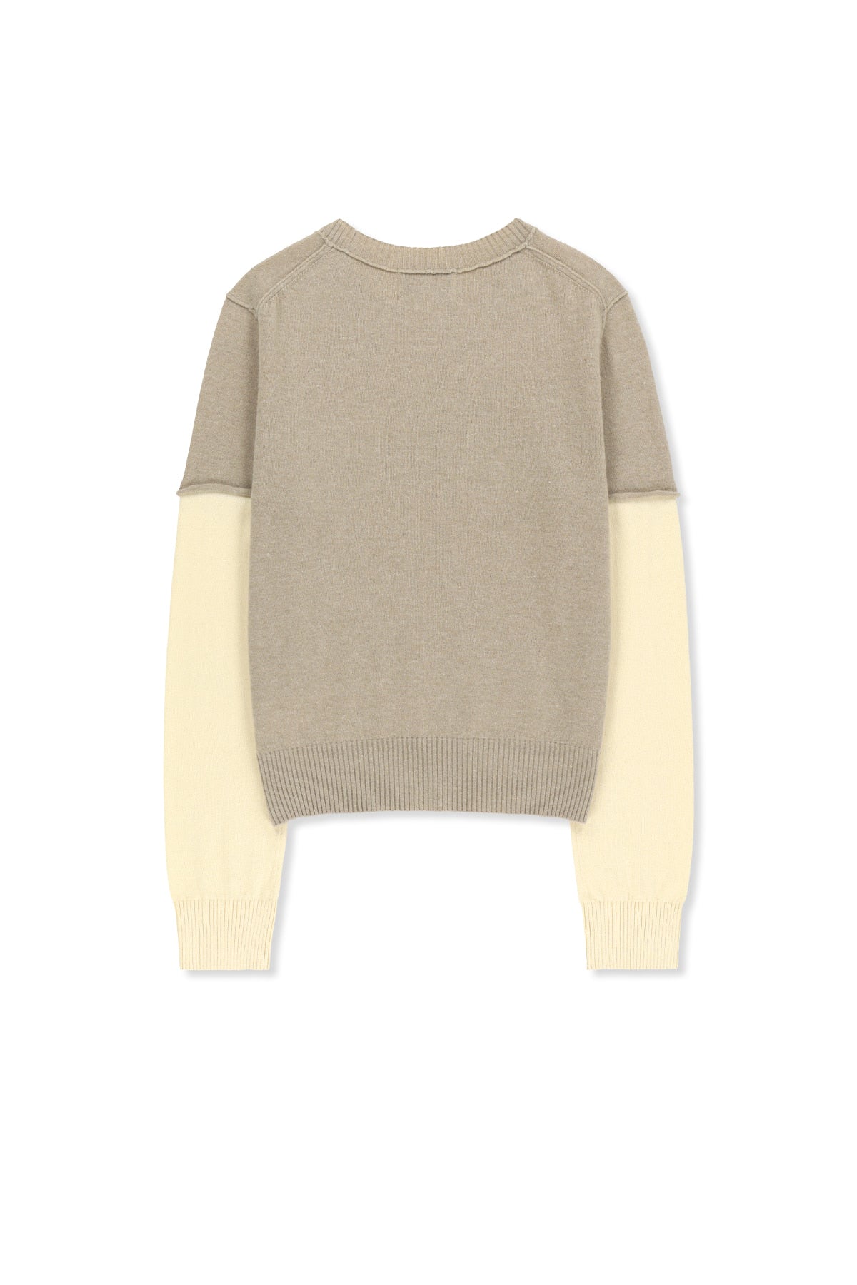 Matinkim Cashmere Blended Two Tone Knit Pullover IN Beige
