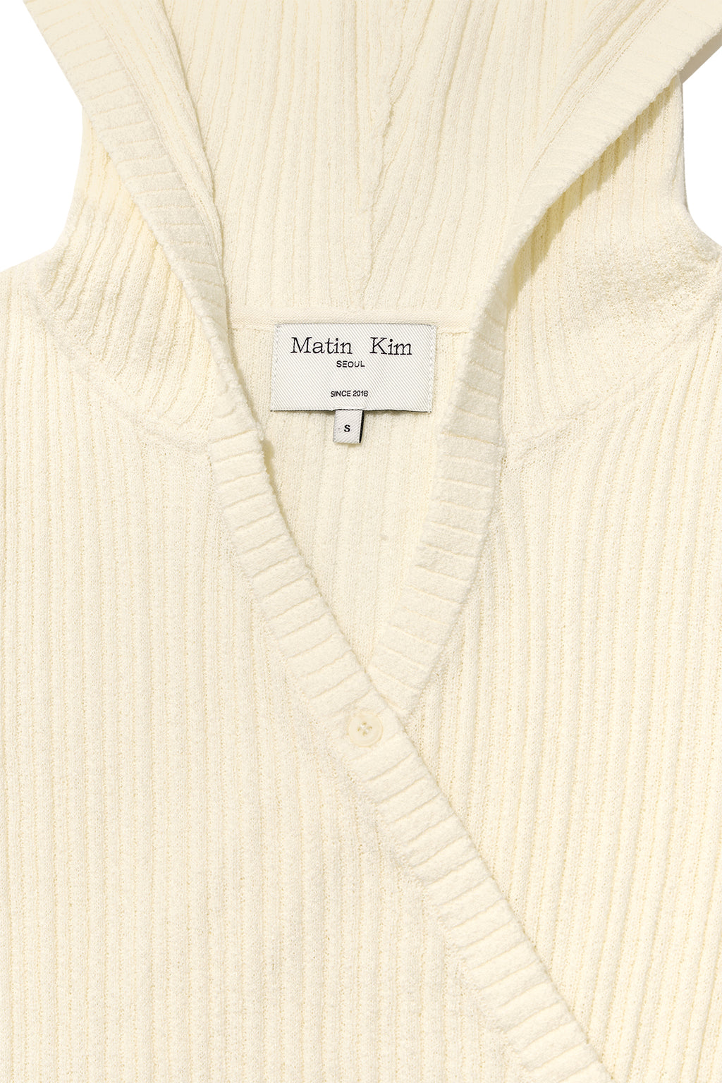[matinkim] Wrap Sleeveless Knit Hoody Top IN Ivory
