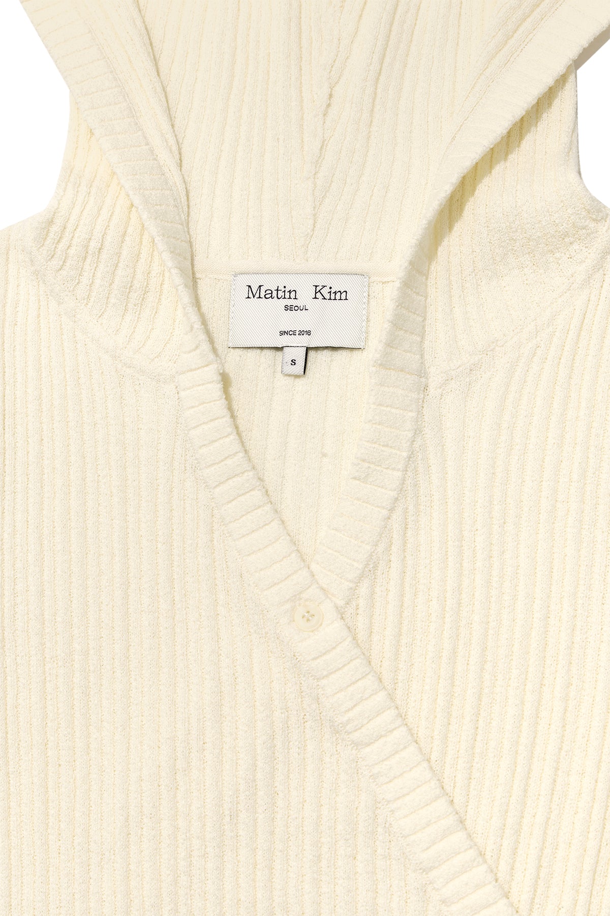 [matinkim] Wrap Sleeveless Knit Hoody Top IN Ivory