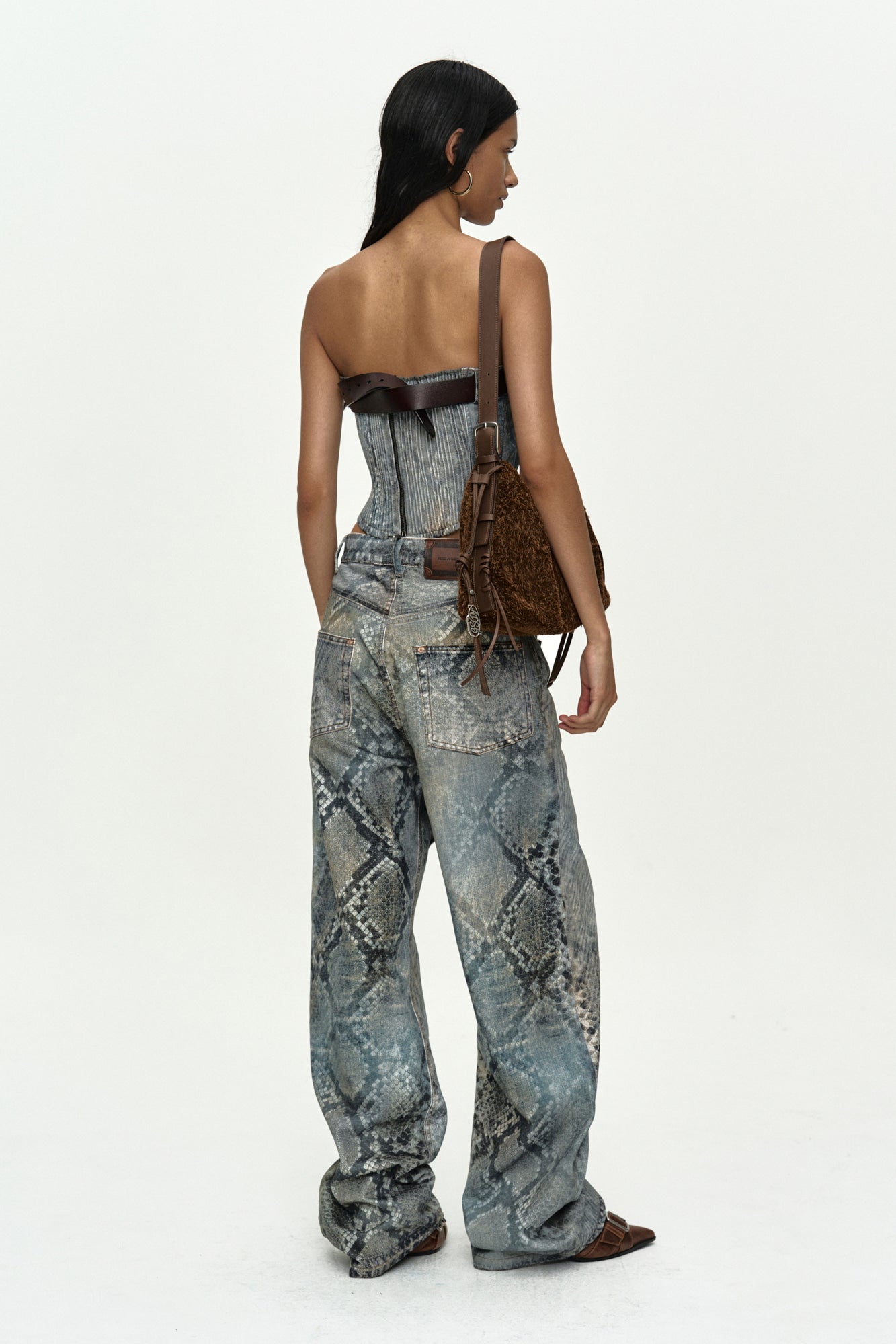 Andersson Bell Python Fade Denim Printed Overlay Jeans