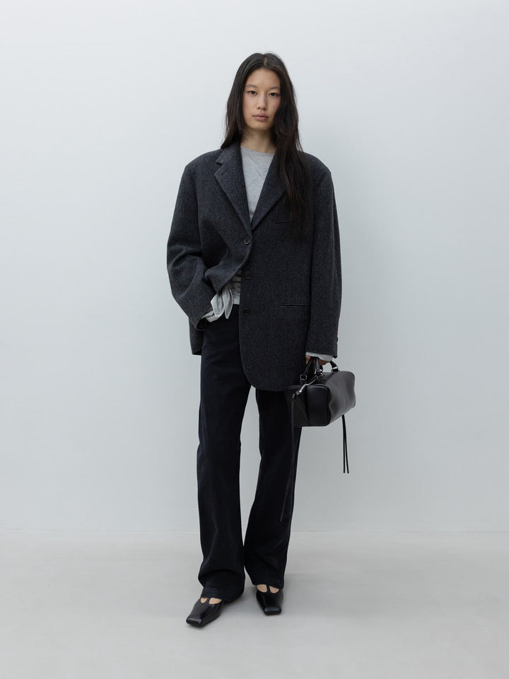 Low Classic Oversized Wool Tailored Jacket Grey