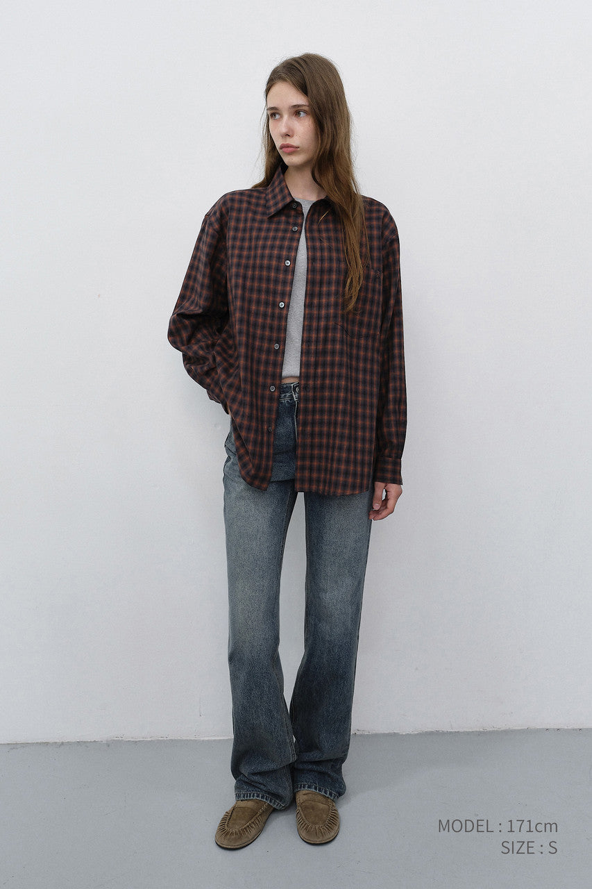 Dunst Unisex Checked Flannel Shirt Brick