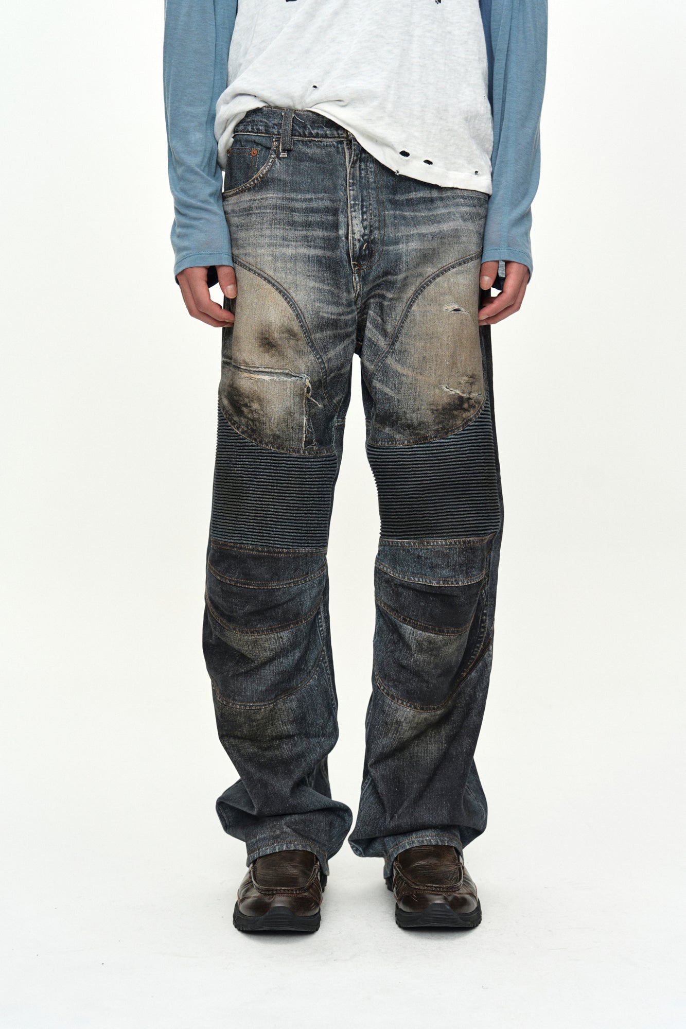 Andersson Bell Denim Trompe-L'Oeil Graphic Biker Jeans