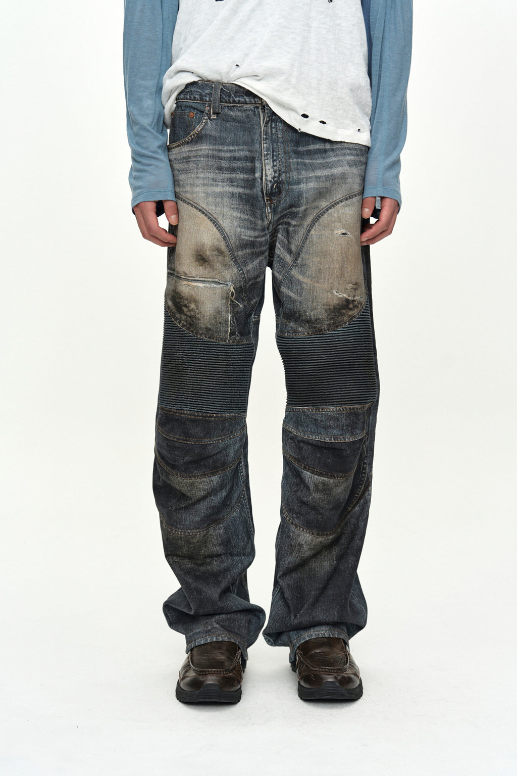 Andersson Bell Denim Trompe-L'Oeil Graphic Biker Jeans