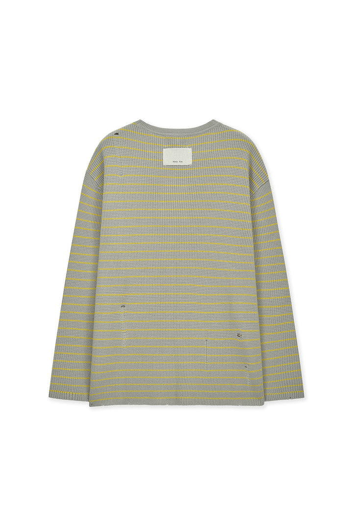 Matinkim Stripe Damaged Loose Pullover IN Beige