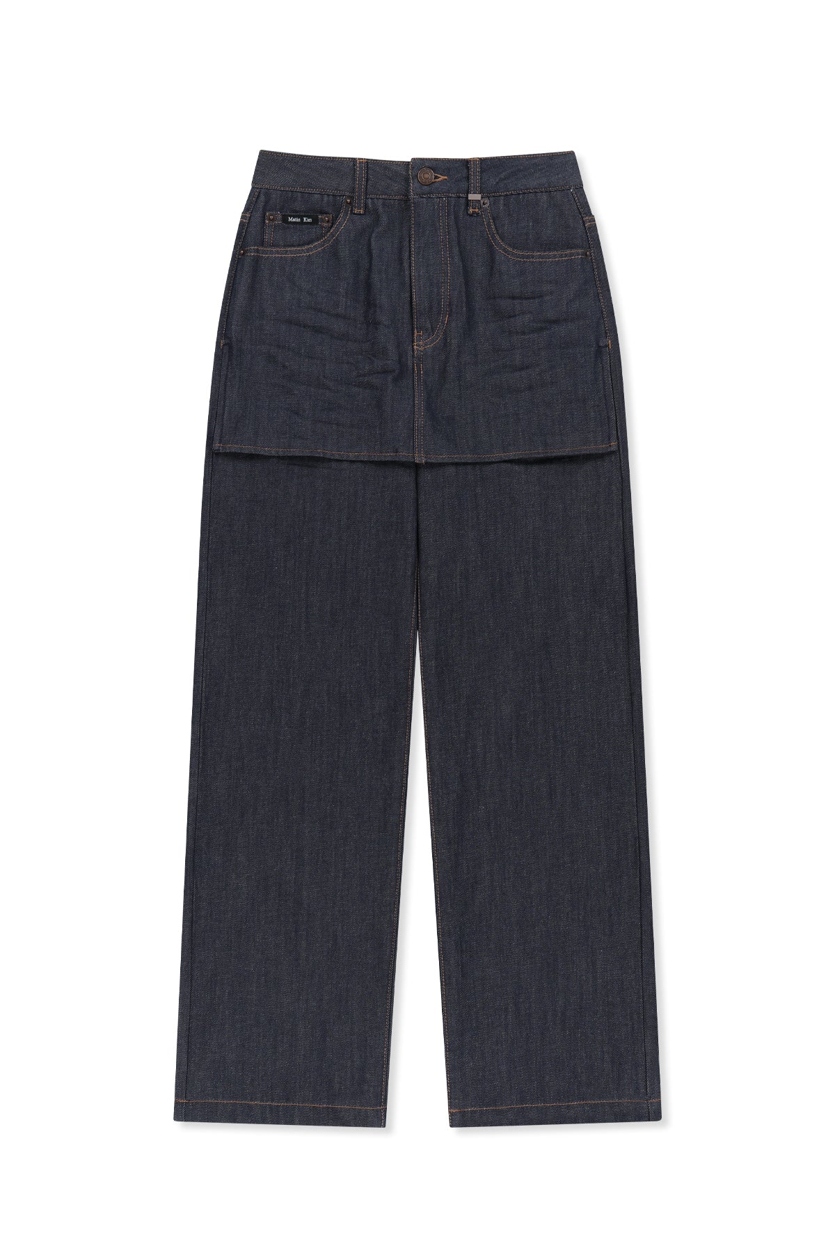 Matinkim Skirt Overlay Denim Pants IN Dark Navy
