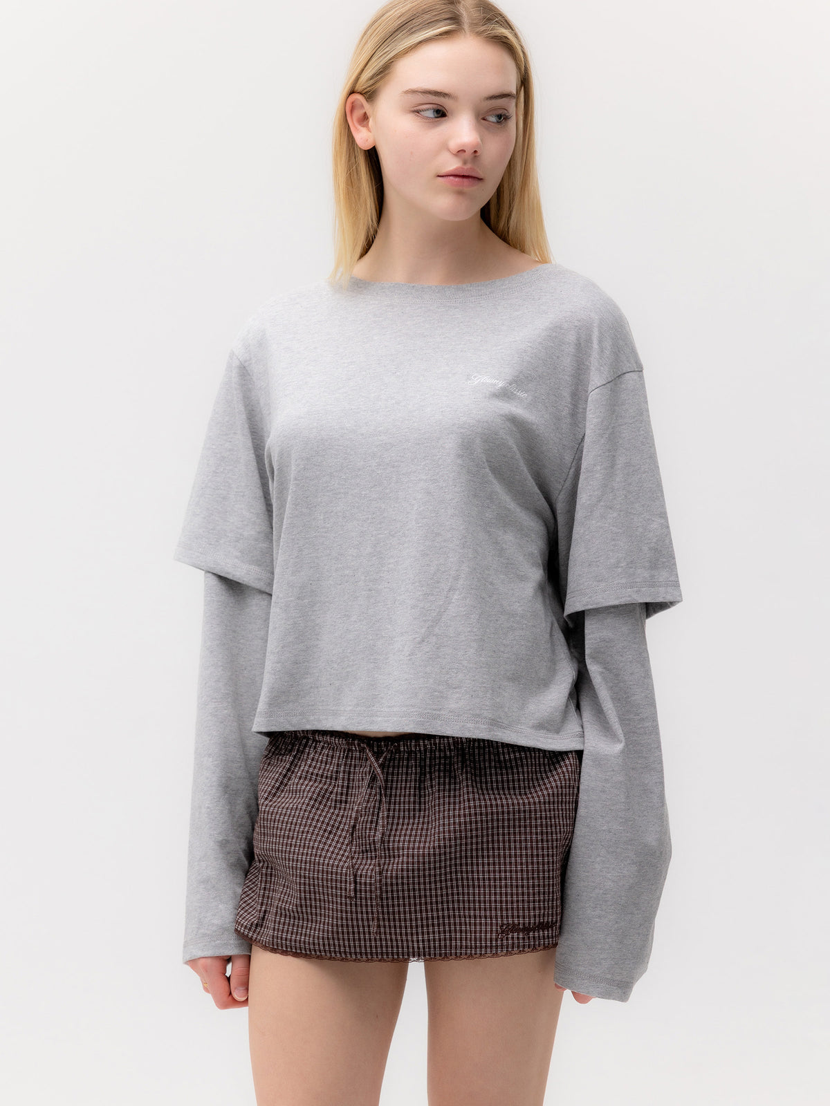 GLOWNY G Classic Lace-Up Mini Skirt (Brown)