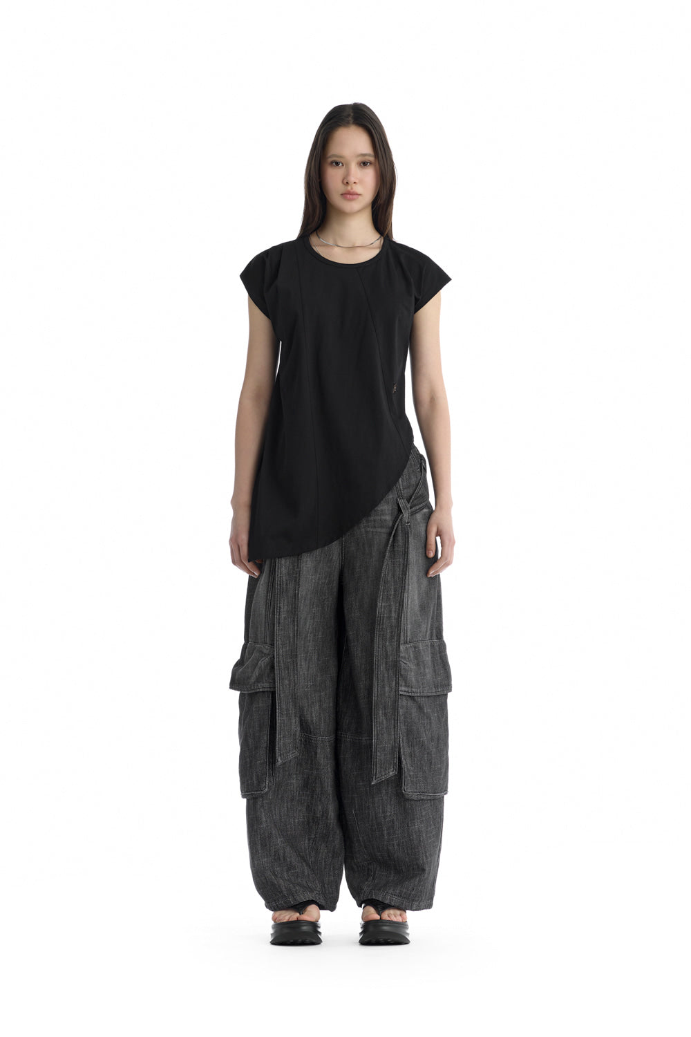 Treemingbird Jersey Draped Dolman T-Shirt Black