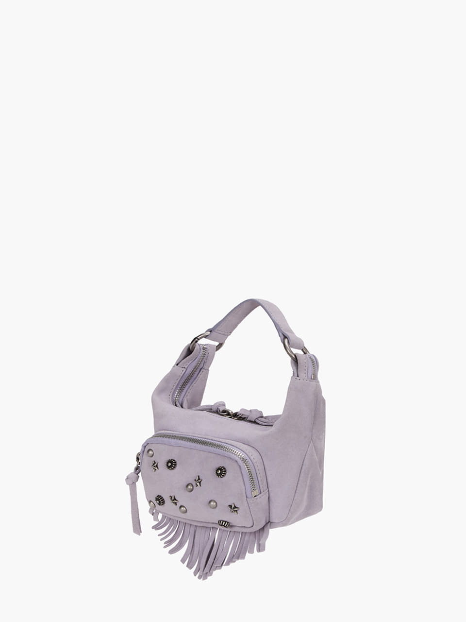 Margesherwood City Hobo Micro lavender grey studded suede