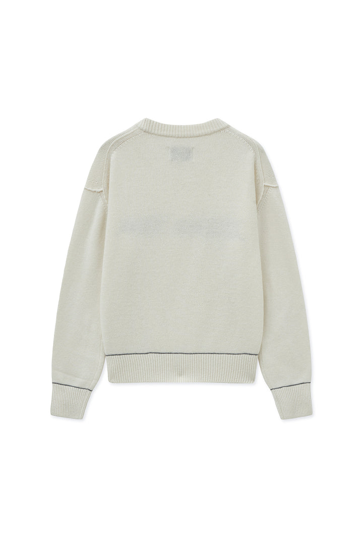 Matinkim Color Trim Line Logo Pullover IN Ivory