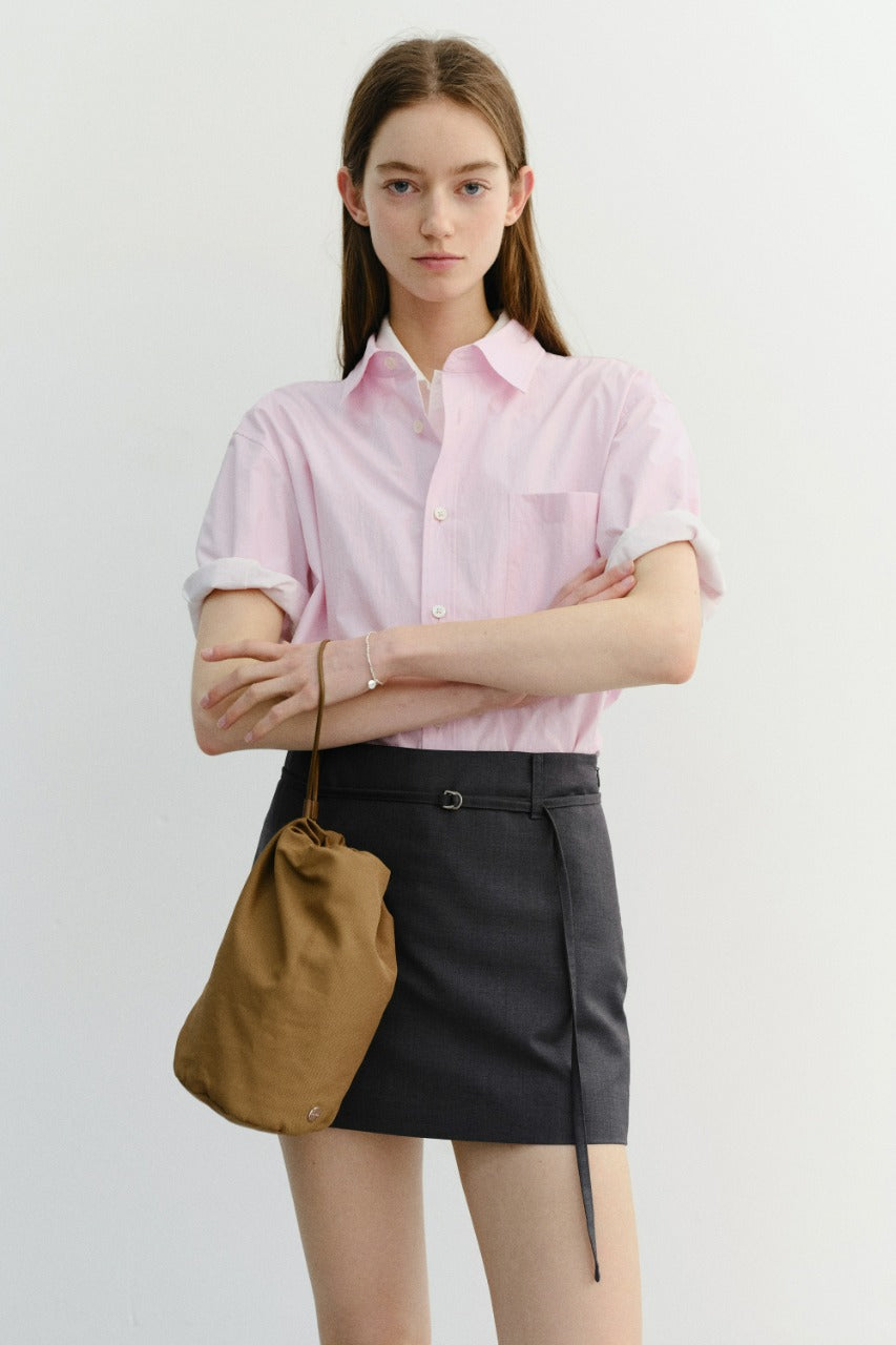Dunst Belted Mini Skirt Charcoal Grey