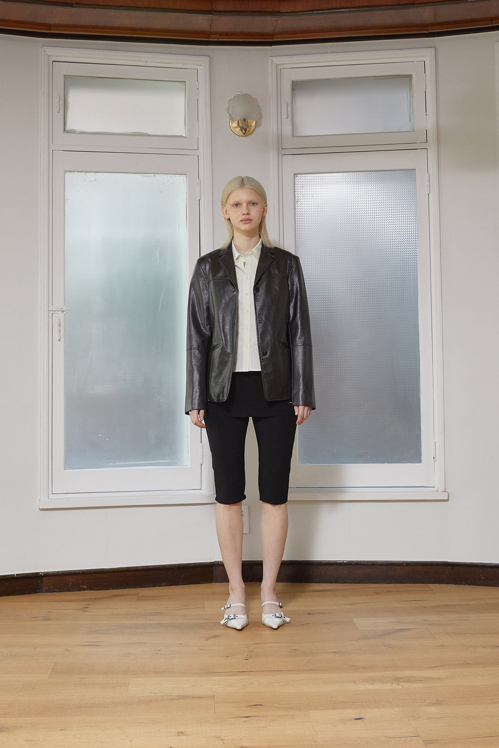 [matinkim] LEATHER SINGLE BLAZER IN BLACK