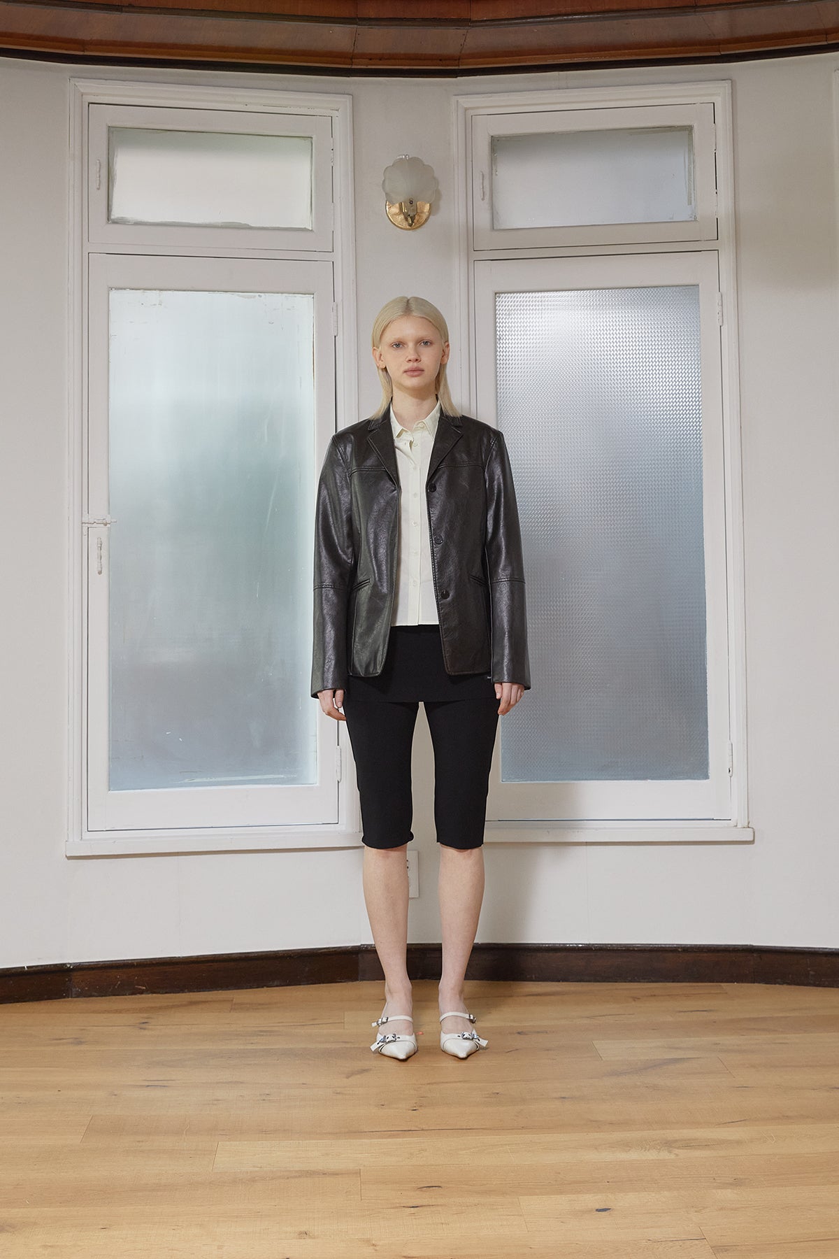 Matinkim Leather Single Blazer IN Black