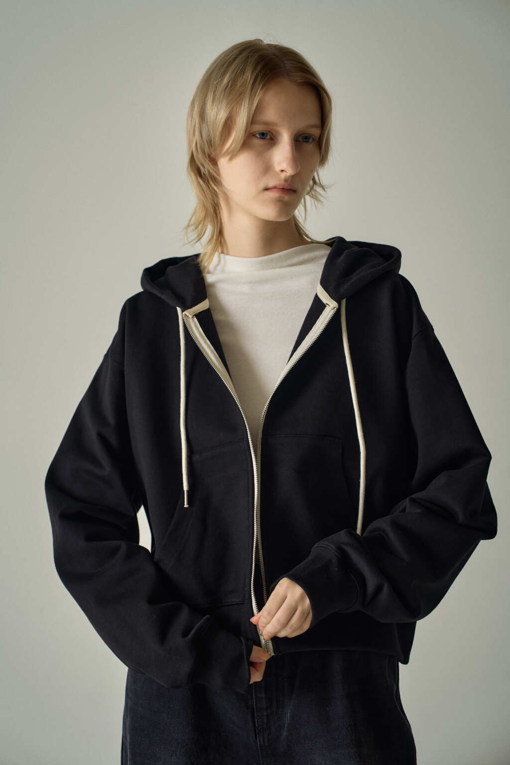 Facade Pattern French Zip-Up Hoodie black
