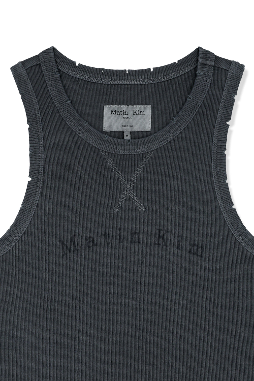 Matinkim Distressed Sleeveless Logo Top IN Charcoal