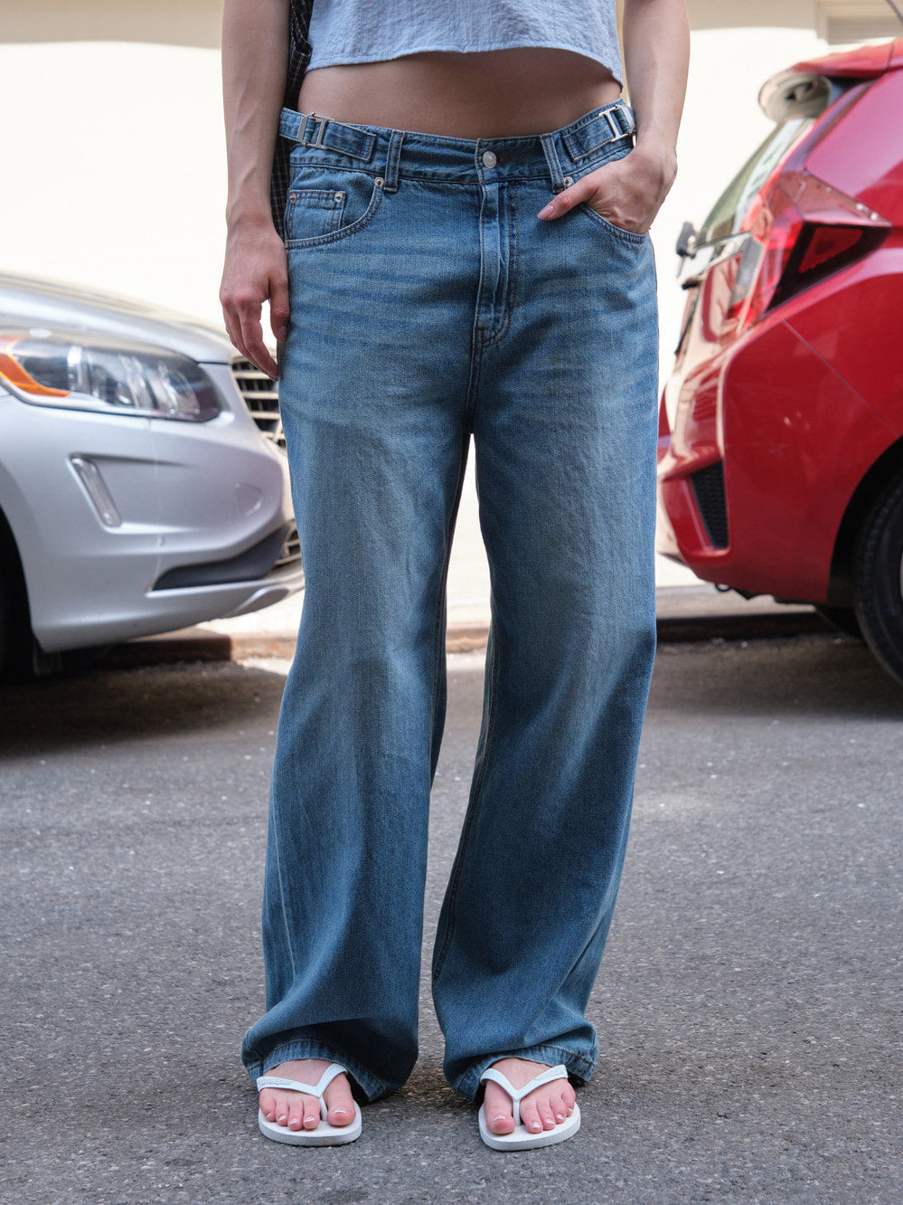 Low Classic Airy Oversized Jeans Mid Blue - Low Classic