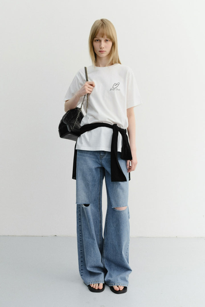 Dunst Damaged Wide Jeans Classic Blue