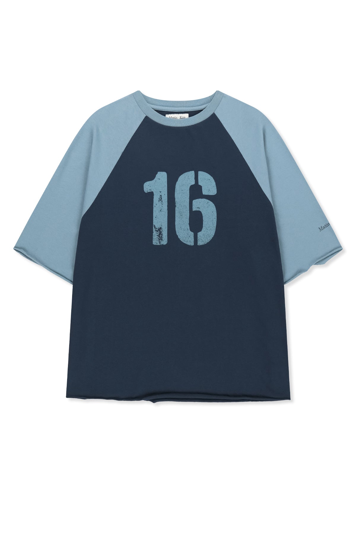 [matinkim] Raw Edge Raglan Top IN Navy