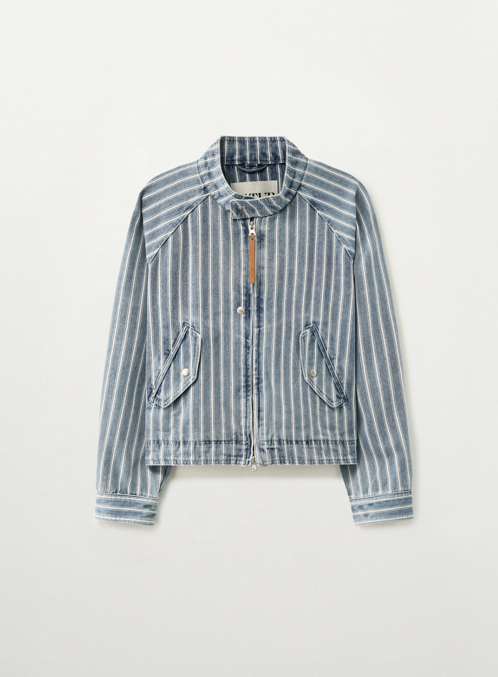 Satur Stripe Denim Harrington Jacket - Blue