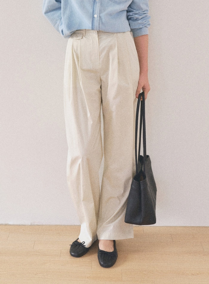 Mango Maniplease Bone Cotton Pants Butter Cream