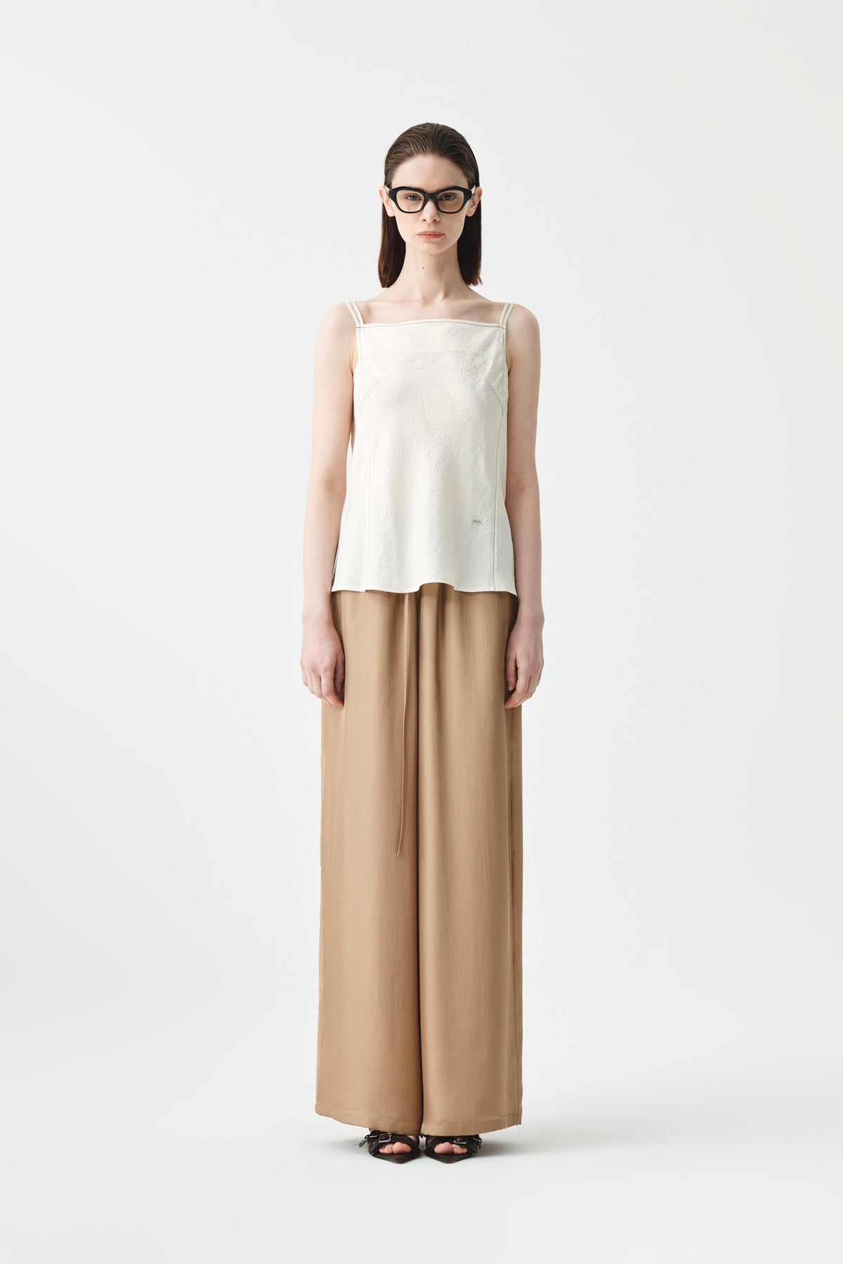 Matinkim Belted Silky Wide Pants IN Beige