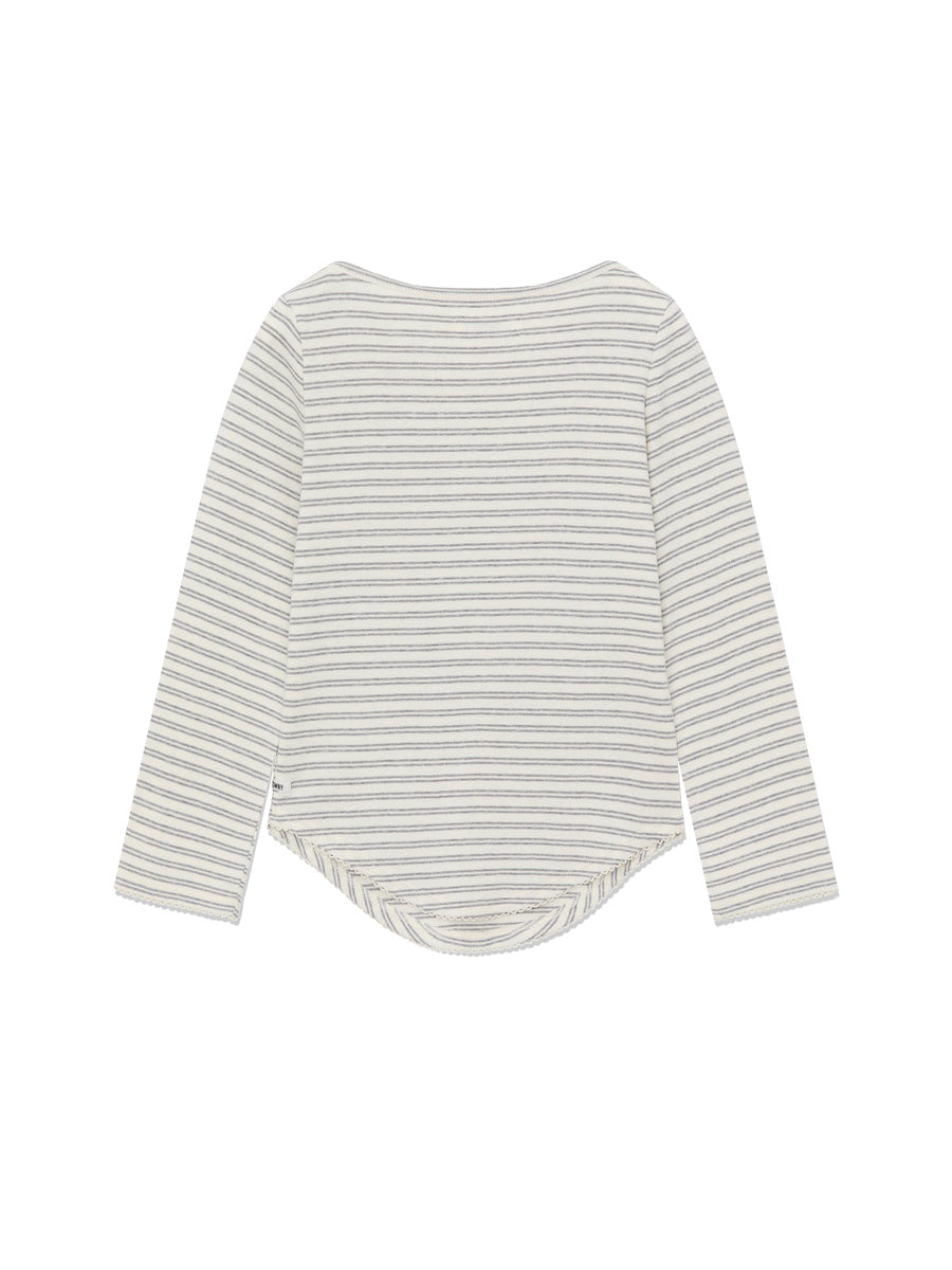 GLOWNY 3/4 Soft Wave Tee (Ivory Stripe)