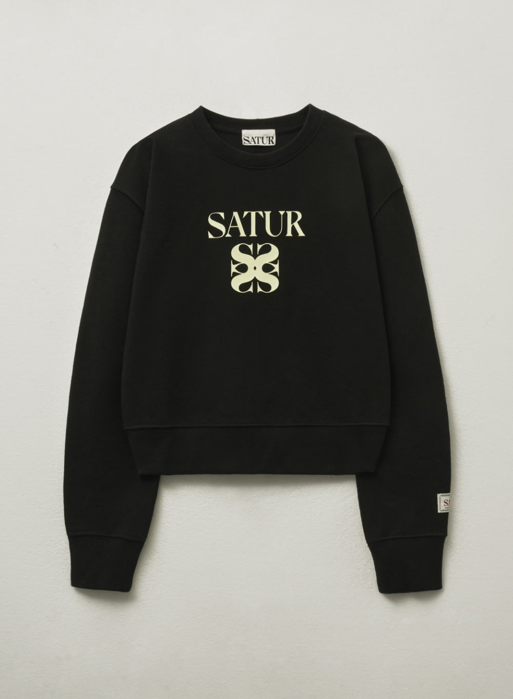 [satur] (W) Apero Volume Sleeve Crop Sweatshirt - Black