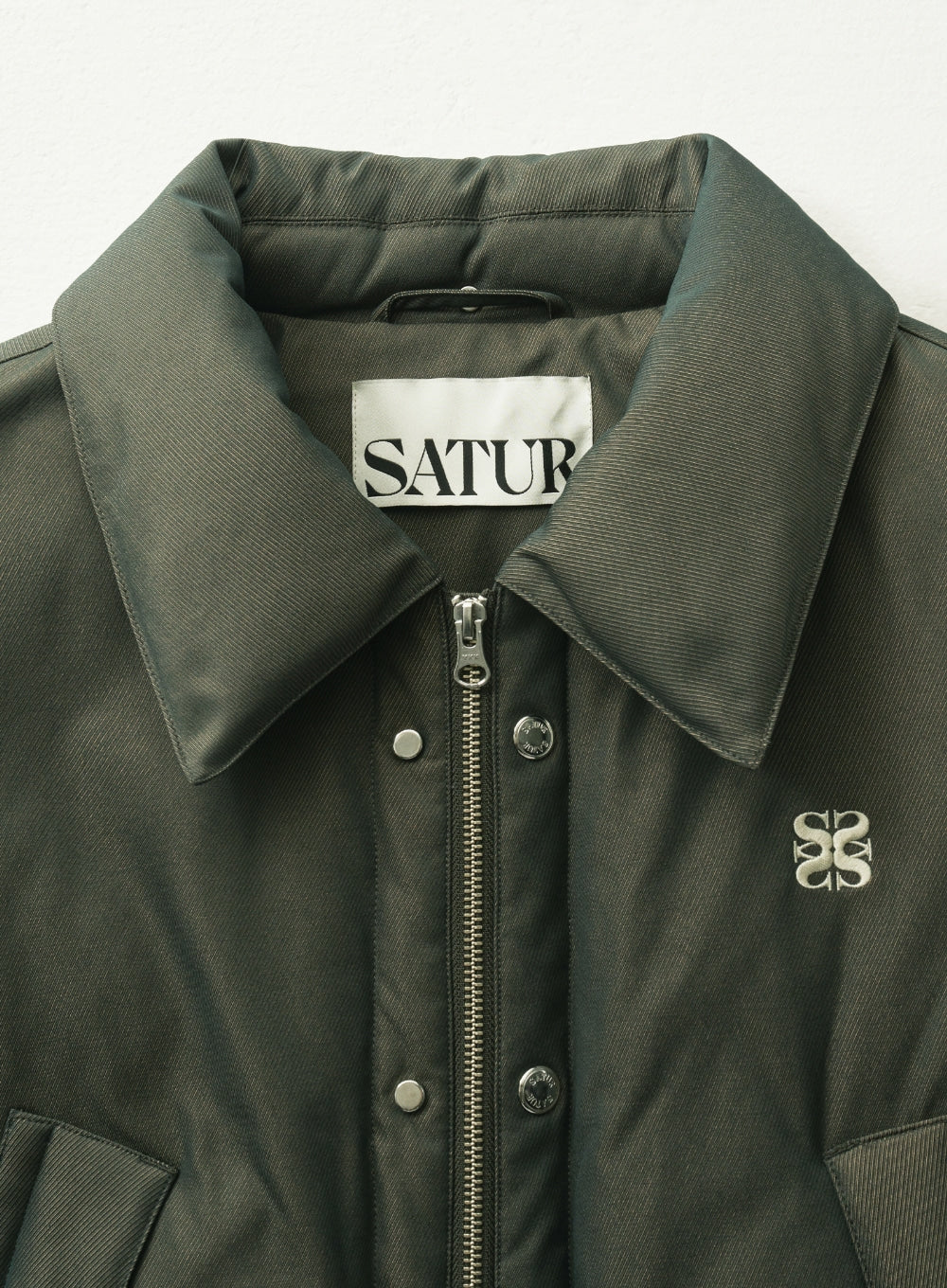 [satur] (W) Lecce Two Tone Duck Down Padding - Glitter Green Brown