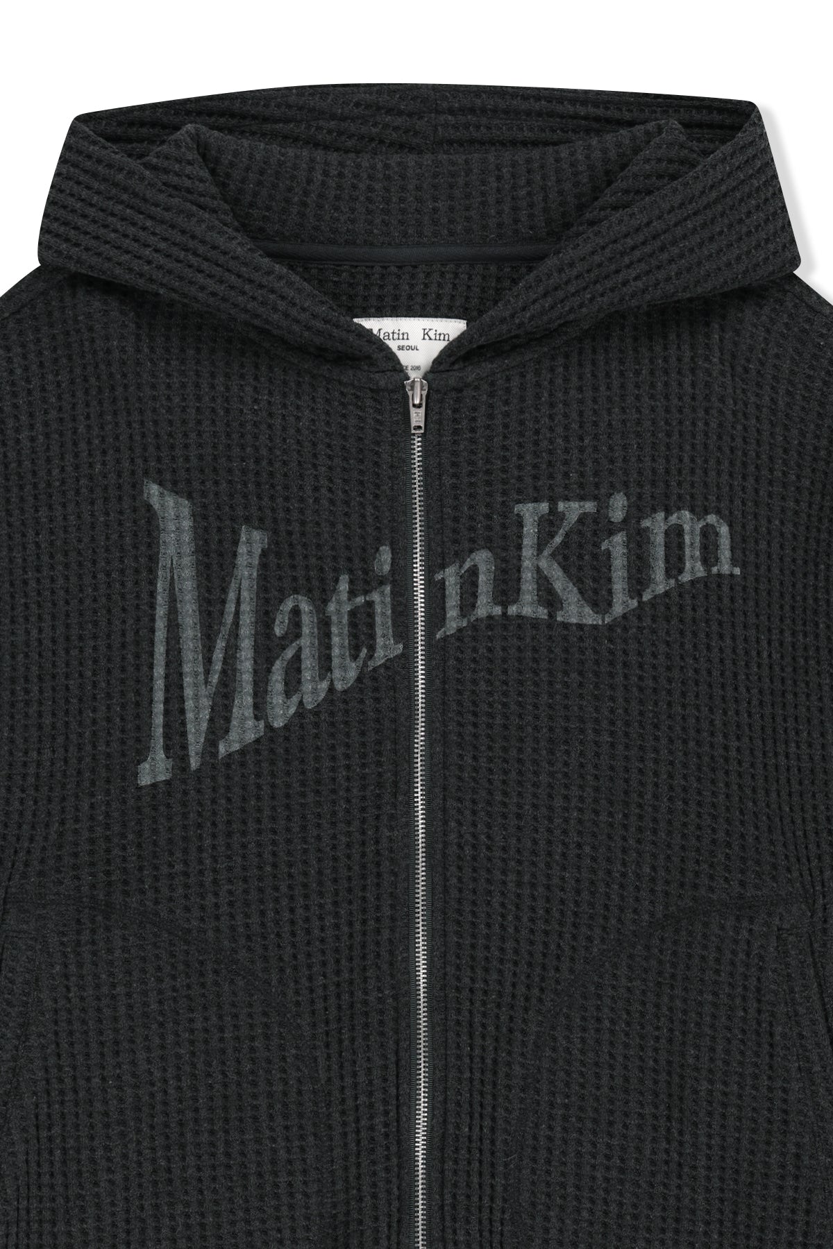 Matinkim Matin Logo Waffle Hoody Zip UP IN Charcoal