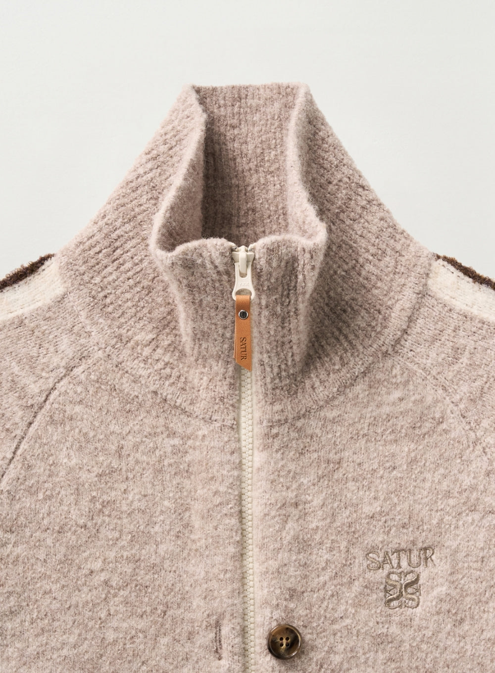 [satur] (W) Lawton Boucle Knit Zip-up - Oatmeal