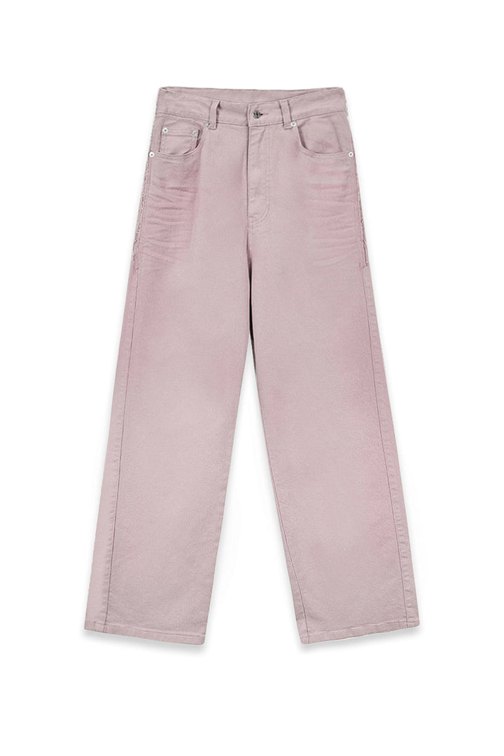 Matinkim Color Point Washed Denim Pants IN Pink