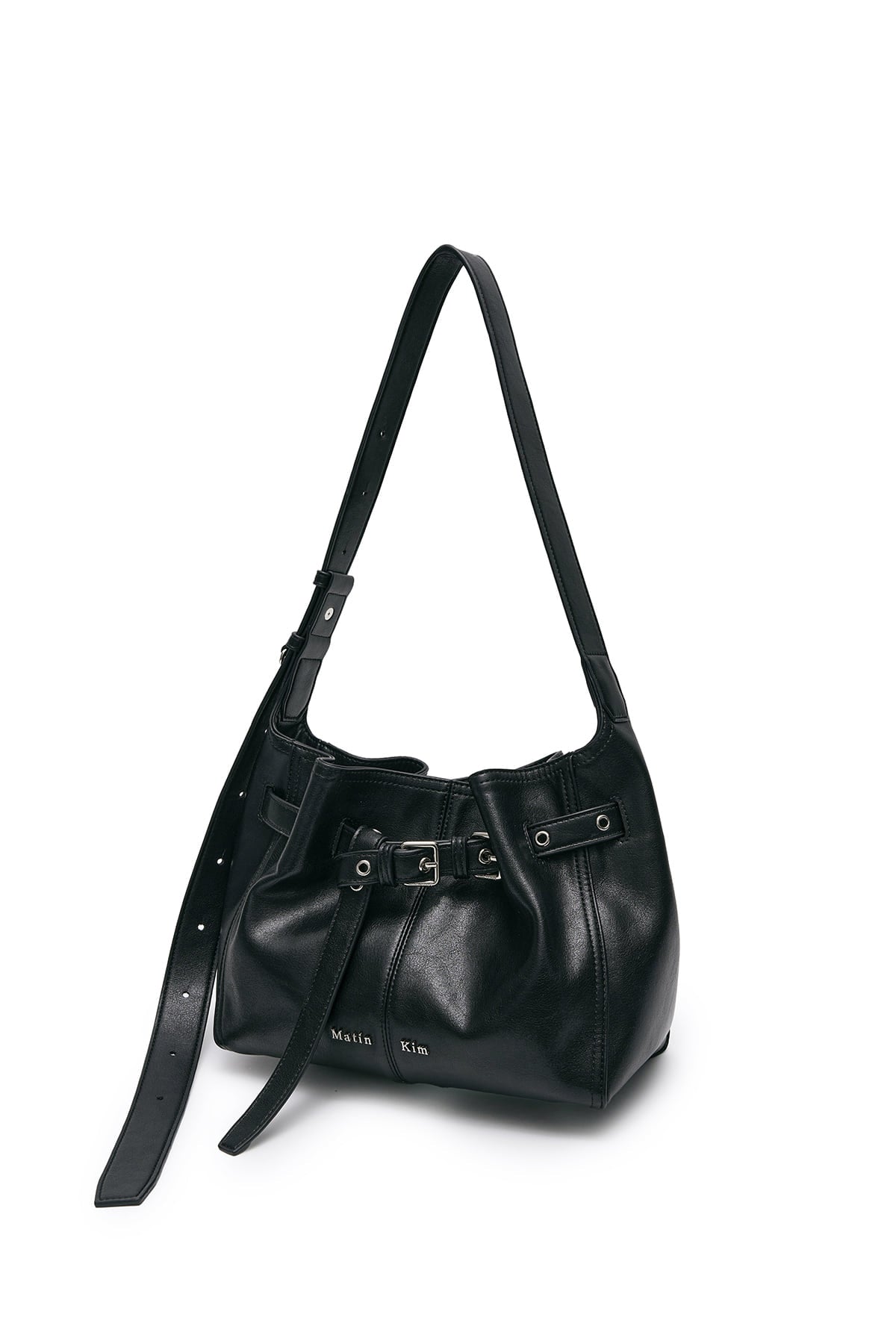 matinkim BELTED VOLUNN SMALL BUCKET BAG IN BLACK - View 2